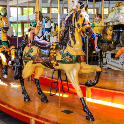 Hand crafted merry-go-round horse in Coolidge Park in Chattanooga Tennessee