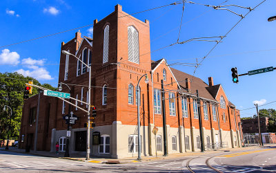 The Ebenezer Baptist Church on the corner of Jackson Street and Auburn Avenue in Martin Luther King Jr. NHS