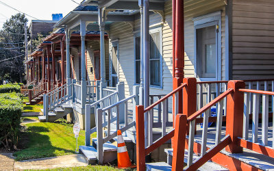 Shotgun homes in the historic residential neighborhood in Martin Luther King Jr. NHS