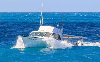 A fishing boat in the Atlantic off of the Florida Keys