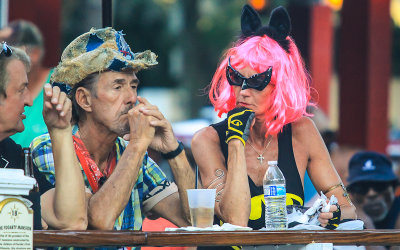 Festival goers have a few drinks at Fantasy Fest