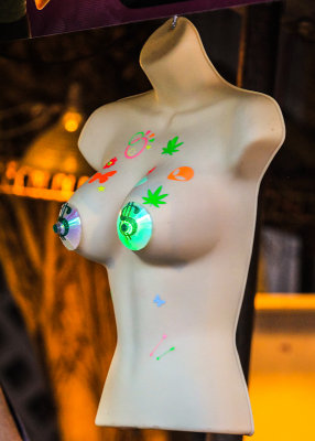 Light up pasties on display at a vendor booth at Fantasy Fest