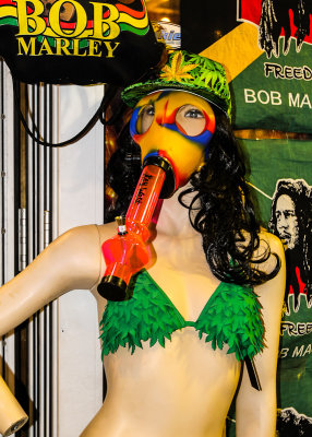 Key West Water-pipe mask and Bob Marley paraphernalia at Fantasy Fest