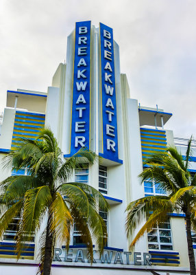 The Breakwater Hotel along Ocean Drive on South Beach