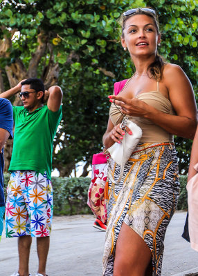 Beach goers along Ocean Drive on South Beach