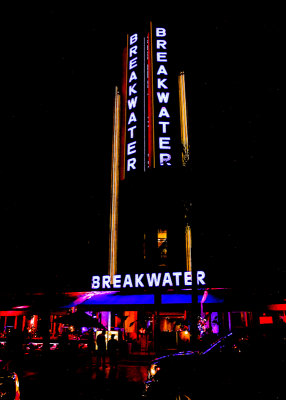 The Breakwater at night along Ocean Drive on South Beach