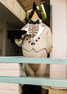 Penguin Butler statue on South Beach