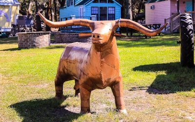 Copper bull statue on Daufuskie Island