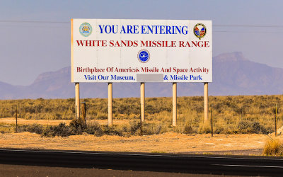 Entrance to the White Sands Missile Range near Alamogordo New Mexico