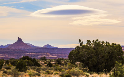 Clouds over South Sixshooter Peak from the Needles Section of Canyonlands National Park in Utah