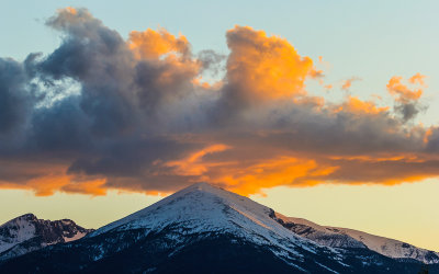 Sunset on the clouds over Jeff Davis Peak in Great Basin National Park