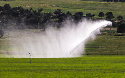 Water sprinkler in action near Montrose Colorado
