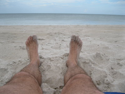 Heels in the sand.  Great way to relax.