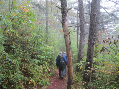 Hiking on and on in the rain.