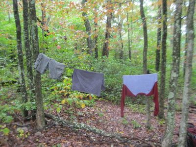 Drying clothes after an all day rain.