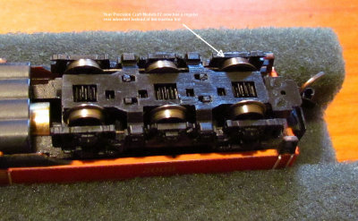 Broadway Limited N scale PA1 / PCM E7 rear wheelset replacement pictures