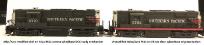 N scale Atlas/Kato RS11 shell onto a Atlas DCC-ready RS11 mechanism