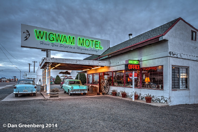 The Wigwam Hotel at Dusk - Front Office