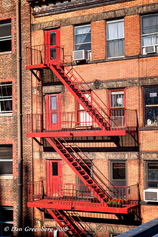 Fire Escapes in Red
