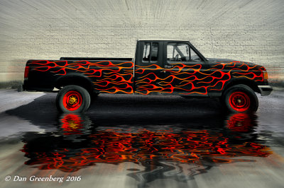 Ford Pickup in a Sea of Flames