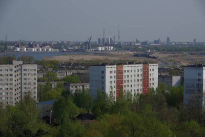 View from Ziemelblazma tower towards Downtown