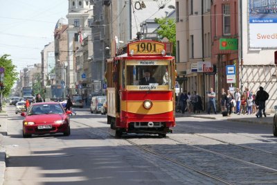 Retro tram on Barona iela