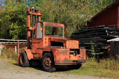 Old forklift at a sawmill