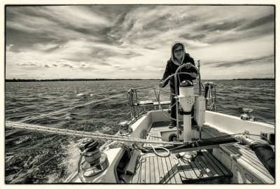 My daughter sailing on  the Volkerak