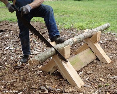 Crosscut with foot hold down