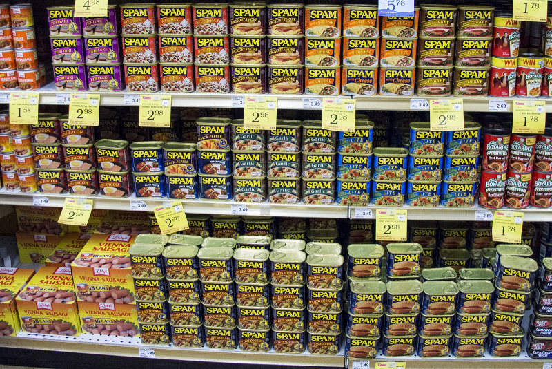 Eleven varieties of Spam of the 23 varieties available.