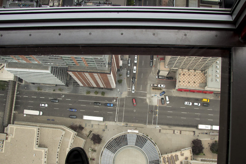 Looking through the glass floor