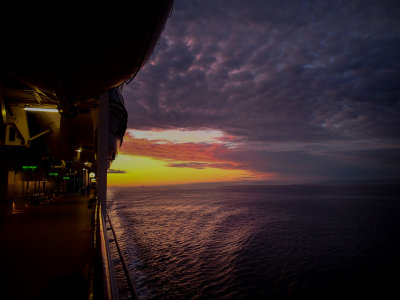 Cruise ship, sea, and sky