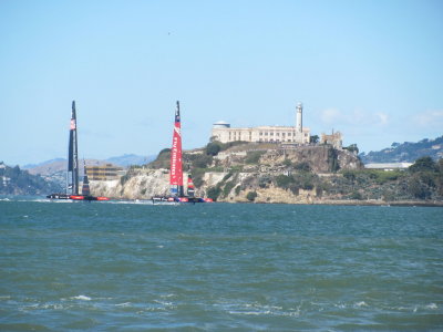 NZL leads on the first downwind leg.