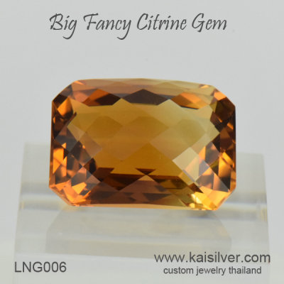 Large Citrine Gemstone, Fancy Octagonal Citrine Gem From Kaisilver