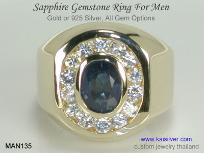 Mens Rings, Custom Ring For Men With Sapphire And Diamond