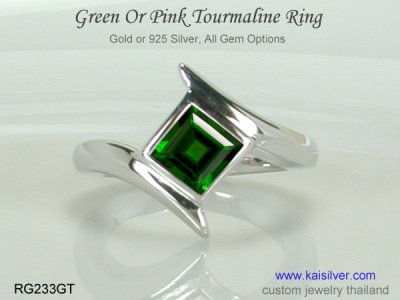 Tourmaline Ring From Kai Silver, Pink Or Green Tourmaline Ring