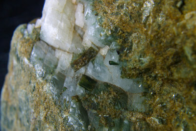Diopside Crystal on Calcite 3