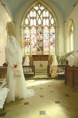 Wedding dresses and Christening gowns display - St Andrew's, Isleham - August 2015