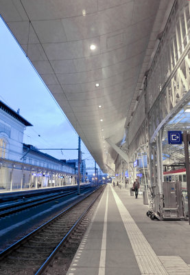 Germany train platform dusk