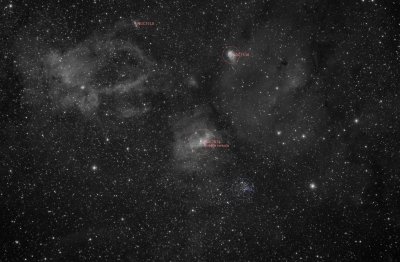 NGC7635, wide field (annotated version)