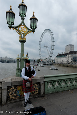 Bagpiper on Westminister Bridge