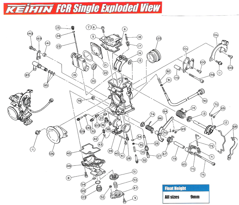 FCR1 Single Carburetor Parts