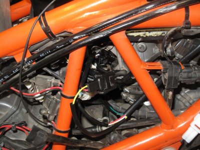 KTM 990 JDJetting EFI Tuner Installation- Right Side Tuner Plugs Installed