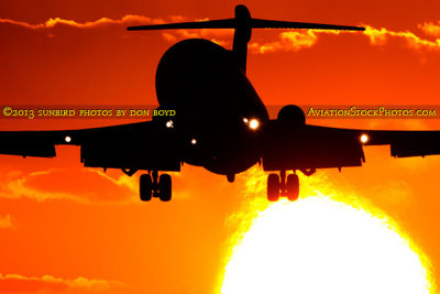 2013 - Amerijet International B727-233Adv(F) N395AJ landing at sunset aviation stock photo