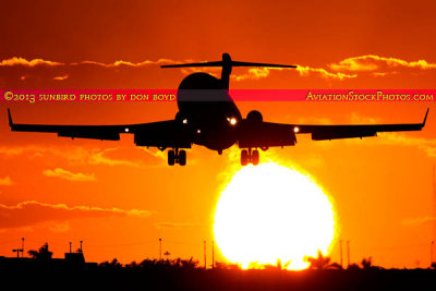 2013 - Amerijet International B727-233Adv(F) N395AJ landing on runway 9 at MIA at sunset aviation stock photo