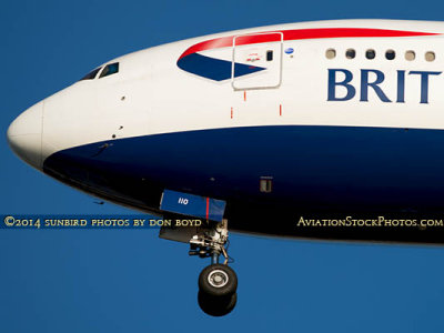 2014 - British Airways B777-236/ER G-VIIO on short final approach aviation airline aircraft stock photo #4025