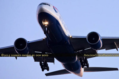 2014 - British Airways Boeing 777-236/ER G-VIIR on short final to runway 1L at TPA airline aviation stock photo #3996