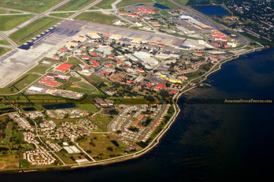 2014 - aerial photo of the eastern side of MacDill Air Force Base military landscape stock photo #6118C