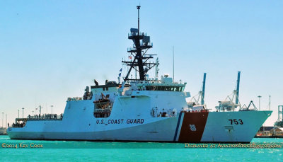 2014 - the brand new USCGC HAMILTON (WMSL-753) in Government Cut in Miami