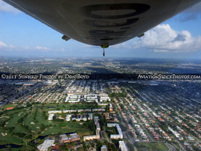 2011 - view of Hollywood from the rear gondola window of Airship Ventures Zeppelin NT N704LZ landscape stock photo #7670